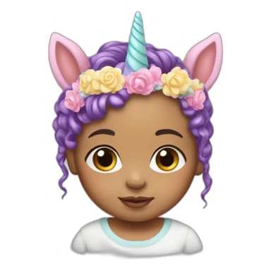 Light skin Newborn with unicorn headband sticker