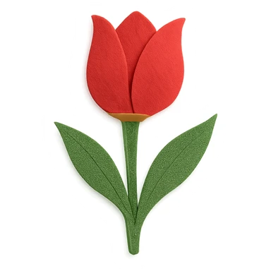 tulip with stem and leaves, delicate paper layers, realistic details sticker