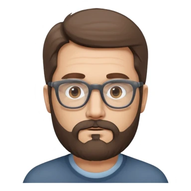 50 year old man with pale skin, medium brown hair (some gray at the temples) glasses and a beard shadow sticker