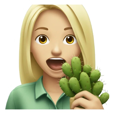 Blonde woman eating prickly cactus sticker