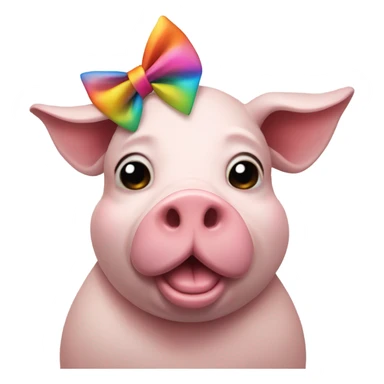 A pig rabbit with a bow sticker