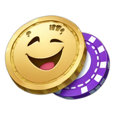 a casino chip with cartoon happy face sticker