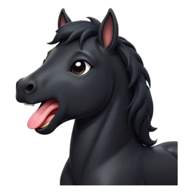 Cinematic Cute Yawning Black Horse Portrait Emoji, Head tilted slightly with a dramatic, wide-open yawn, revealing a soft, sleek black fur with a subtle shimmer, floppy ears slightly drooping, round dark eyes barely open in drowsy contentment, Simplified yet irresistibly adorable features, highly detailed, glowing with a soft, cozy glow, high shine, relaxed yet expressive, stylized with a touch of whimsy, bright and endearing, soft glowing outline, capturing the essence of a sleepy yet affectionate horse, so drowsy it feels like it could stretch out of the screen and curl up for a nap! sticker