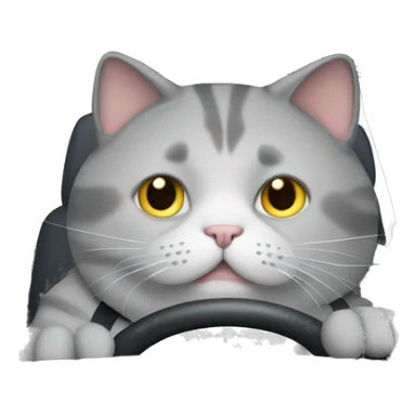 Fat cat driving grey sticker