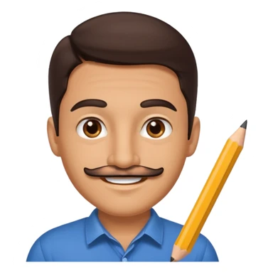 A tan man with Slick dark brown hair and a pencil mustache smiling sticker