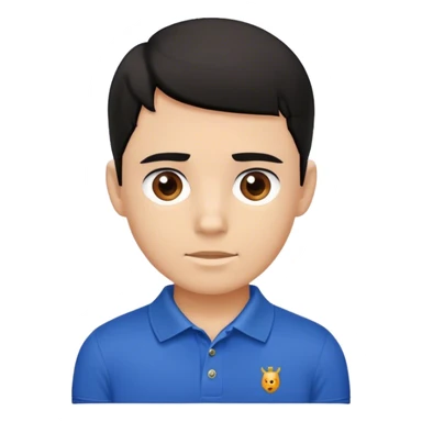 white boy a little bit brown, black hair, wearing a polo shirt sticker