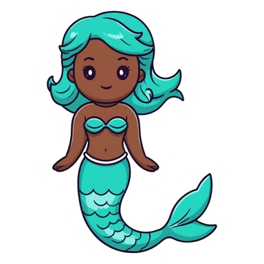 black mermaid with dark skin sticker