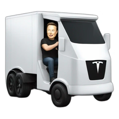Elon musk riding in a Tesla cyber truck  sticker