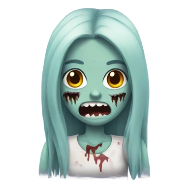 girl zombie with dark long hair with teeth sticker