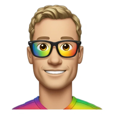 Jonathan Toews wearing glasses and rainbow clothes sticker