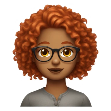 make a cute redhead curly girl with freckles wearing glasses emoji that looks like a fox sticker