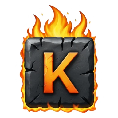 burning coal square with letter K on it sticker