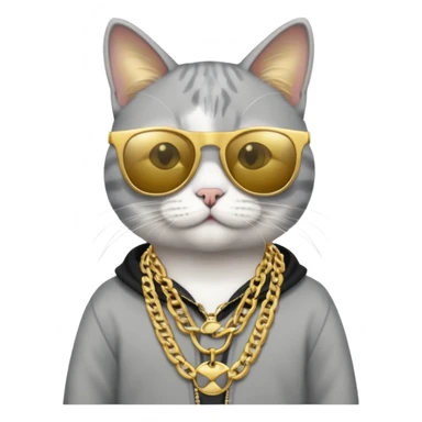 Rengi gri beyaz olaolan rapci kedi sticker