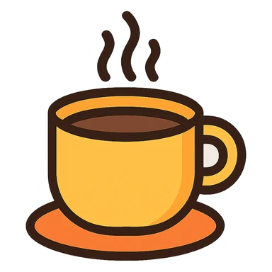 coffee cup icon, color outlines, warm and inviting sticker