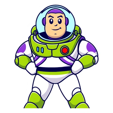 Buzz Lightyear character with a red stop sign above him sticker