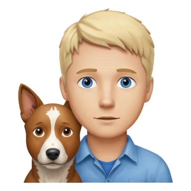 Blonde hair blue eye man with cattle dog sticker