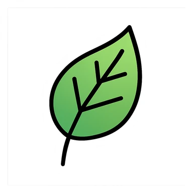 green leaf icon with subtle gradient, black outline, modern color icon style sticker