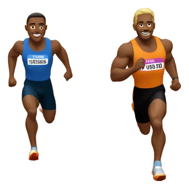Two strong men running track and winning medals sticker