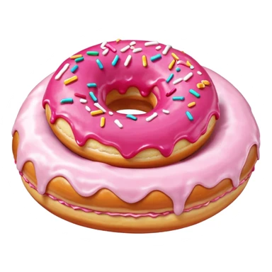 White icing running through a pink donuts hole spilling out onto a couch to make a sticky mess sticker