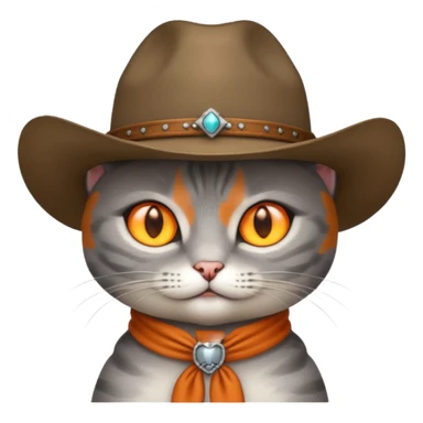 Gray short haired cat wearing a cowboy hat no jewels  sticker