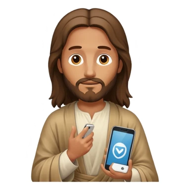 Jésus sur son téléphonesur son téléphone en train de le regarder sticker