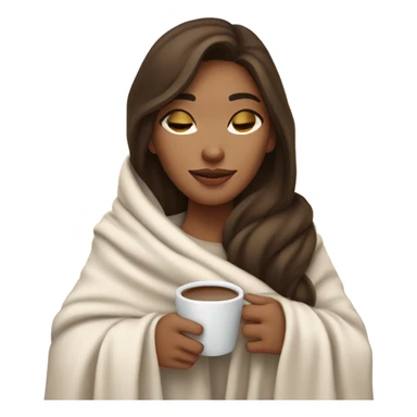 girl brunette inside a blanket sipping coffee eyes closed sticker