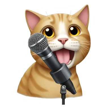 cat with a microphone sticker