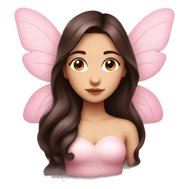 Beautiful, rose, fairy, pink, long dark brown hair, big wings, fair skin sticker