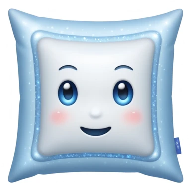 simple magical white pillow emoji, with a frosty, sparkling aura and subtle blue-silver shimmer sticker