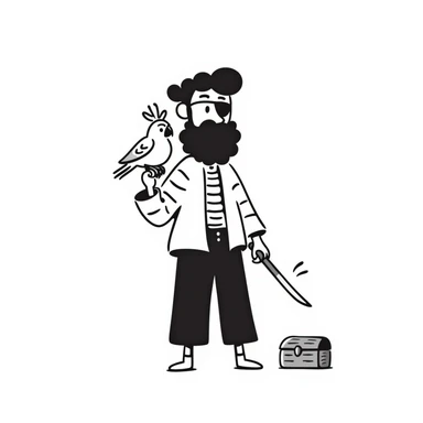 old pirate with a parrot on his shoulder sticker