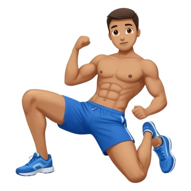 side-view of guy in blue shorts doing decline crunches sticker