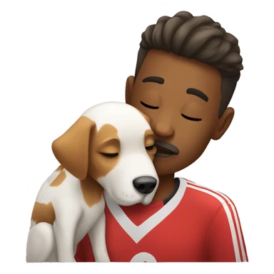 Soccer player kissing a dog sticker