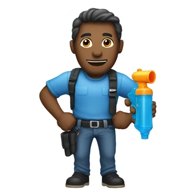 man with water gun sticker