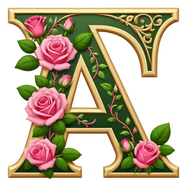 A letter 'A' decorated with the flowers sticker