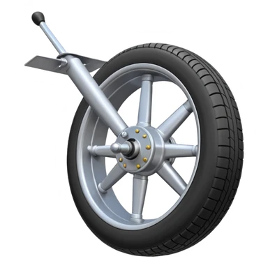 Emoji-style aircraft landing gear with a single wheel and strut, simplified design, clean lines, cartoon-like, isolated on white background, minimal shading sticker