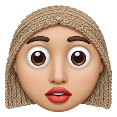 face with nose, eyes, lips etc. look like knitted sticker