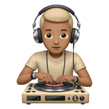 a DJ with headphone and a turntable sticker