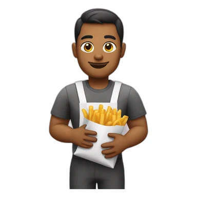 A McDonald's waiter with a McDonald's bag sticker