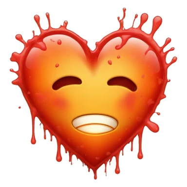 bleeding red heart glowing red-orange with splatter sticker