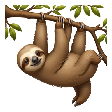 sloth hanging from a tree branch sticker