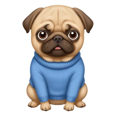 pug in a blue sweater sticker