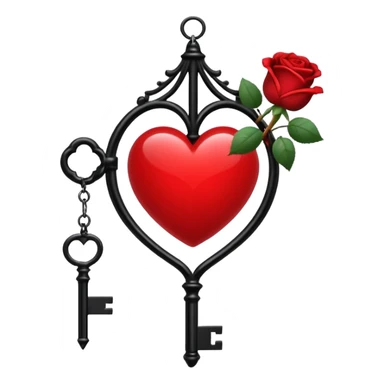 red heart with a gothic key, chandelier, and roses, dark romance sticker