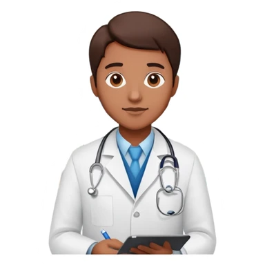 Pharmacist in white lab coat with medicine bottles and prescription pad sticker