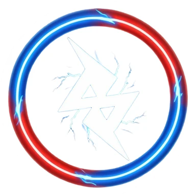 Red and blue lightening in a circle shape with effects sticker