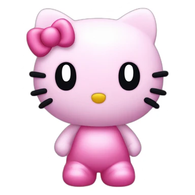 hello kitty standing next to kirby sticker