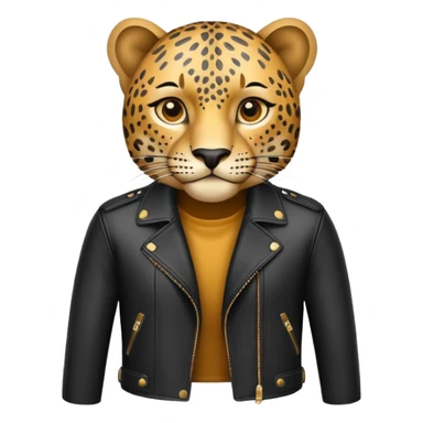leopard in stylish leather jacket sticker