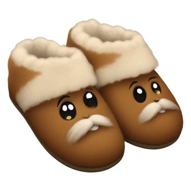 Brown fluffy slippers  sticker
