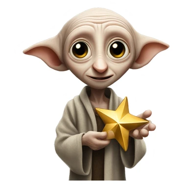 Dobby holds a golden star in his hand sticker