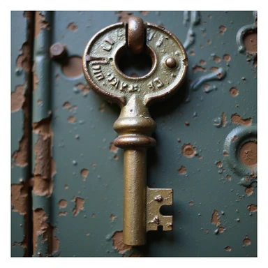 90s grunge style key, worn metal, vintage details, retro atmosphere, isolated on white background, hyperrealistic, 4K, variant 1 sticker