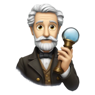 jules verne holds a spyglass in his hands sticker